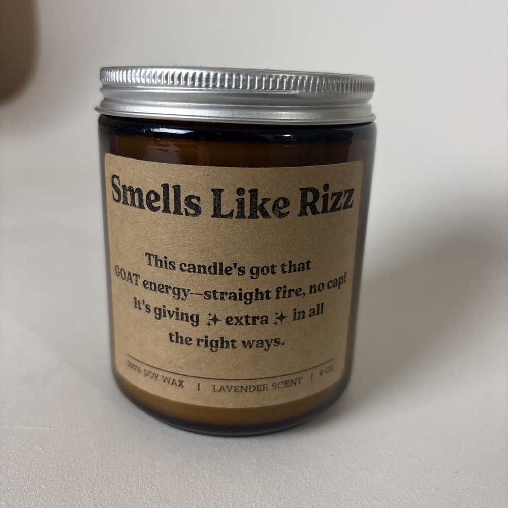 Lavender scented Soy Wax Candle Teen Boy Teen Girl Funny Gift Smells Like Rizz